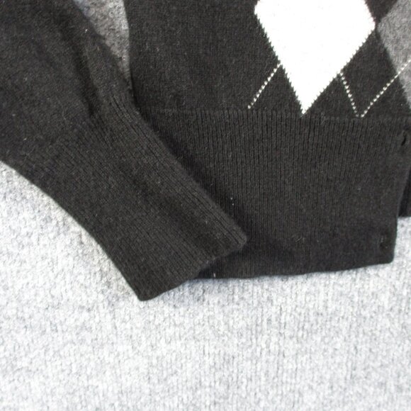 Cashmere Apt 9 Sweater Womens Large Black Gray Argyle Cardigan Lightweight Soft - Picture 5 of 14